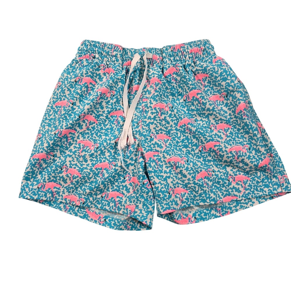 Chubbies Swim Trunks Mens XS Teal Pink Flamingo Print 5.5 Inseam Mesh Lined
